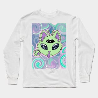 Trippy Alien Kitty Long Sleeve T-Shirt